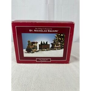 St Nicholas Square Village Collection 3PC Train Set Illuminated NEW Original Box